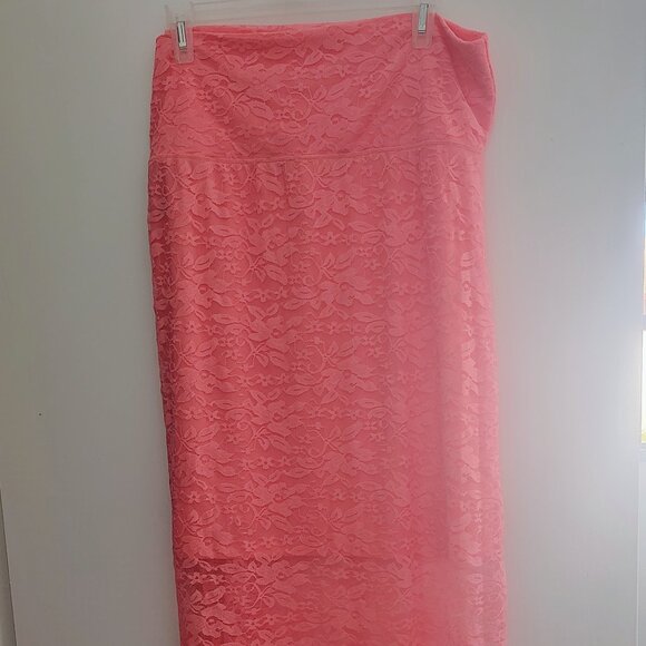 No Boundaries lace maxi skirt in coral blush pink (size XL) - Picture 1 of 8